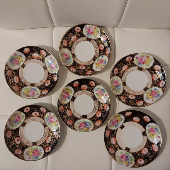 *RARE* Vintage Nippon White Porcelain Hand Painted Floral Tea & Dessert Set - Picture 4 of 9